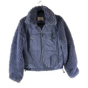 Universal Thread Sherpa Fleece Jacket With Quilted Lining & Zip Closure Blue XS
